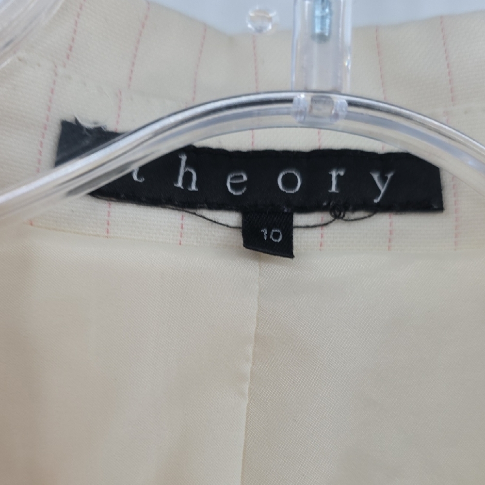 Theory Pink Pinstripe Cream Blazer Women's Size 10 - Picture 7 of 9